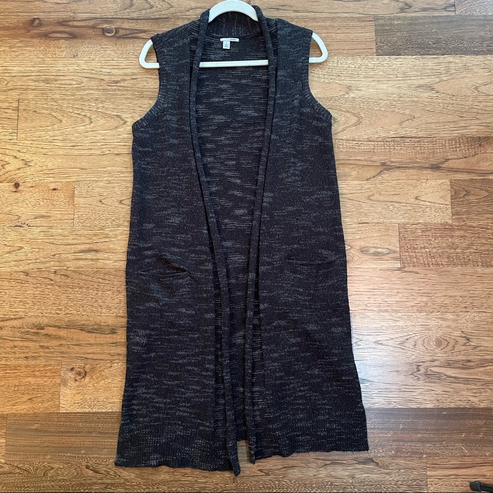 Halogen Women's Marled Black with Gray Open Cardigan Sweater Size Small